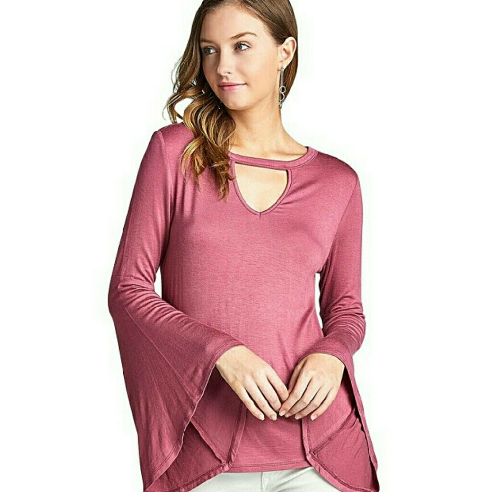Bell Sleeve Detail Neckline Top